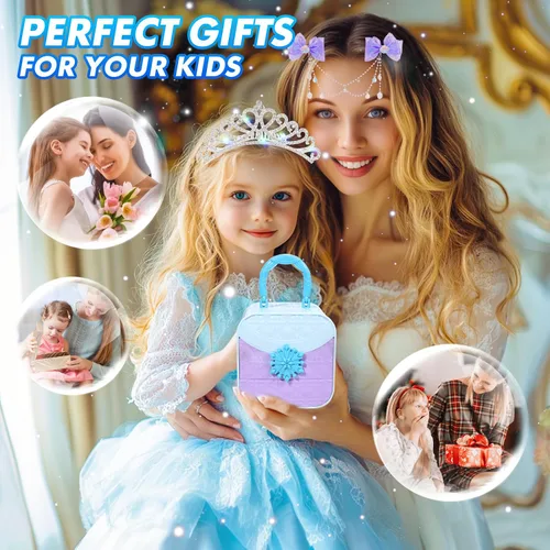 Vista 5 de Conjunto de joyas PinkSheep para niñas con caja, collar de anillo con corona de princesa para niños pequeños, juguete de disfraz, joyería para niñas