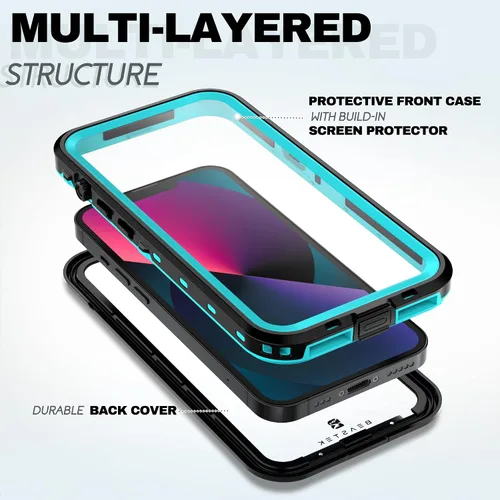 Vista 4 de BEASTEK TRE - Funda impermeable para Apple iPhone 13, a prueba de golpes, con certificación IP68, con protector de pantalla integrado, cubierta