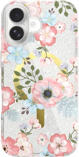 Vista 12 de LONLI Hue - para iPhone 15 Pro Max [Compatible con Magsafe] - Funda de teléfono floral dorada - [Amortiguador de 360°] - Funda de teléfono linda