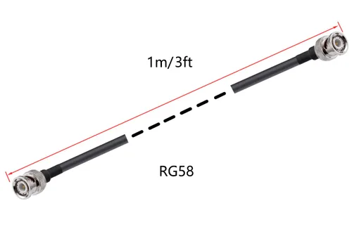 Vista 4 de Cable BNC macho a BNC macho 50ohm BNC macho a macho RG58 RF Coaxial Pigtail Cable de puente de 3 pies/3.3 ft para antenas de RF Jamón Radio de mano