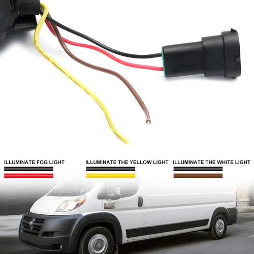 Vista 8 de Conjunto de lámpara antiniebla LED de repuesto para Ram Promaster 1500 2500 3500 2014-2023 Switchback ámbar blanco DRL Lámparas de conducción