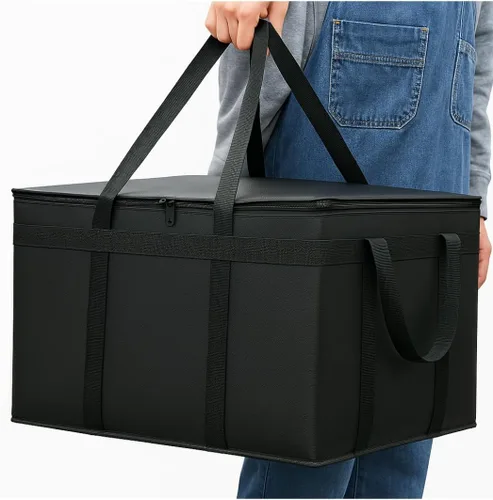 Vista 21 de musbus - Paquete de 2 bolsas aislantes reutilizables para comestibles, bolsa enfriadora plegable para comestibles, bolsa aislante grande resistente