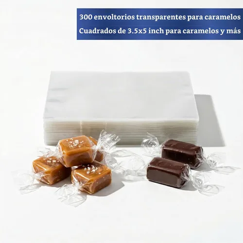 Vista 2 de Envoltorios Transparentes para Caramelos (300 Piezas 8.9x12.7 cm) - Envoltorio de Celofán Claro Natural - Papel de Envolver Dulces para Caramelo