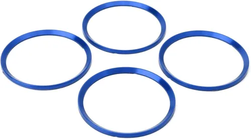 Vista 8 de iJDMTOY 4 tapas centrales de aluminio anodizado de aluminio azul que rodea el anillo de decoración compatibles con Volkswagen de 2.16 a 2.73