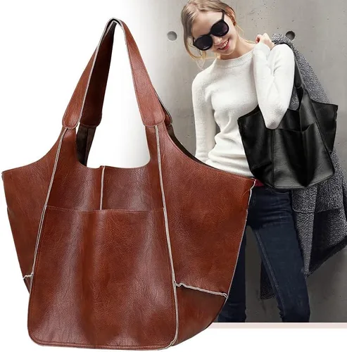 Vista 7 de ZOSIVEB Bolso de mano grande, bolso de mano de piel sintética, bolso de hombro, bolso cruzado suave, bolso de viaje de gran