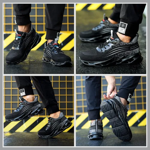 Vista 8 de ARCHINSERT Zapatos de punta de acero para hombres y mujeres, unisex, a prueba de pinchazos, zapatos de seguridad transpirables y antideslizantes