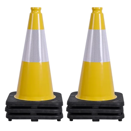 Vista 24 de OrangeStar 6 Pack 36" Conos de seguridad de tráfico, conos de estacionamiento verdes con collar reflectante, conos de construcción con base