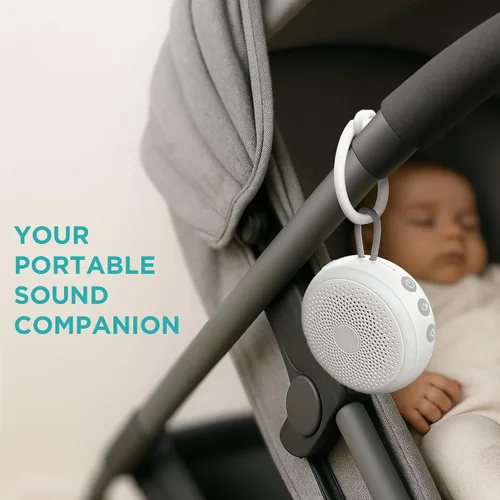 Vista 2 de LittleHippo Máquina de ruido blanco Máquina de sonido portátil para bebés, niños, adultos Chupete para dormir 19 sonidos relajantes Batería
