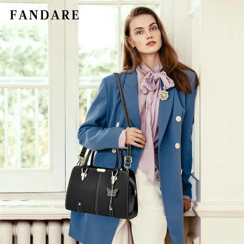 Vista 2 de FANDARE Bolso de mano para mujer, bolso de hombro de piel sintética, bolso impermeable