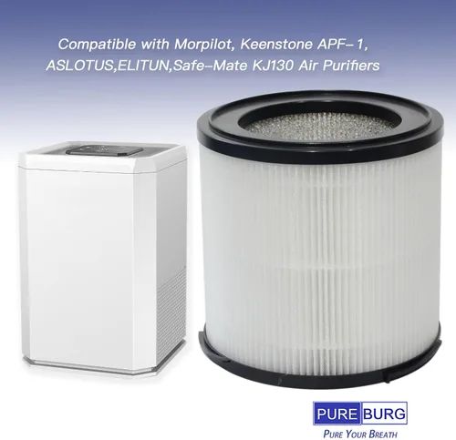 Vista 2 de PUREBURG Filtro de repuesto compatible con Morpilot, Keenstone, ASLOTUS ELITUN Safe-Mate KJ130V1 purificadores de aire, carbón activado HEPA H13