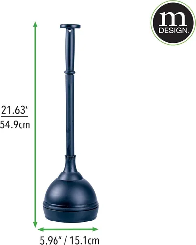 Vista 7 de mDesign Hyde Collection - Juego de émbolo de inodoro de plástico con tapa de elevación y bloqueo, soporte de almacenamiento independiente compacto