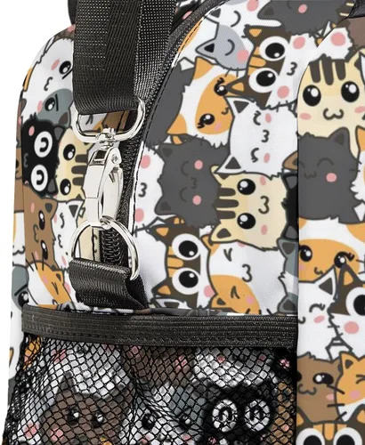 Vista 3 de Lonchera aislada, reutilizable, lavable, duradera, ligera, para el almuerzo (gato, tamaño único)