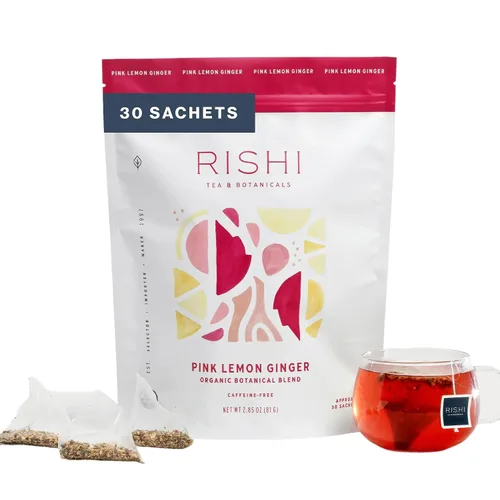 Vista 7 de Rishi Tea Bolsas de té de hierbas orgánicas de jengibre y limón rosa, sin cafeína, 15 unidades Picante y naturalmente dulce, disfruta caliente