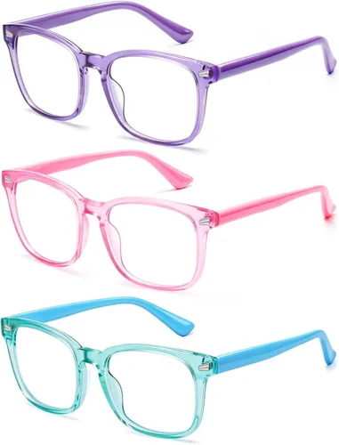 Vista 18 de Gafas de luz azul para niños antirreflejos y filtro UV 3 Pack Mix Color-2 (Edad 6-9)