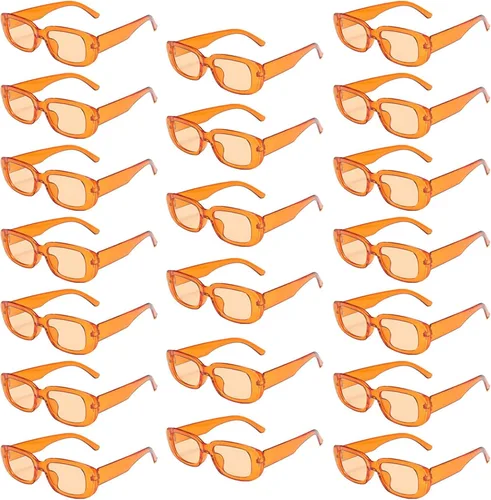 Vista 7 de YQVIE 20 Pack Small Rectangle Sunglasses Bulk for Women Men Trendy Square Party Glasses rosado (10pink/10hotpink)