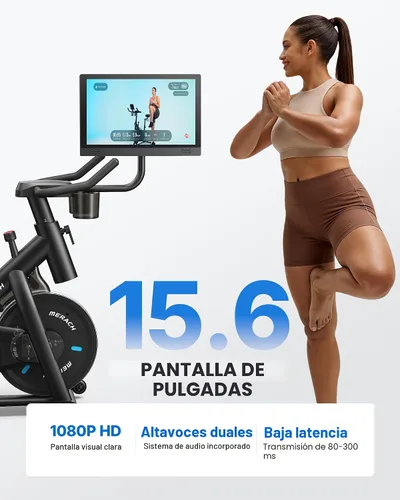 Vista 2 de MERACH Exercise Bike, Magnetic Friction Stationary Bike for Home with APP