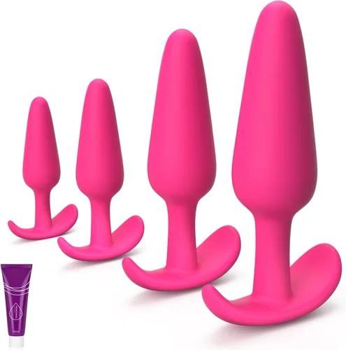 Vista 10 de Juego de enchufe anal para principiantes, 4 formas de silicona para los glúteos, juguete sexual para entrenamiento anal, juguete sexual para adultos