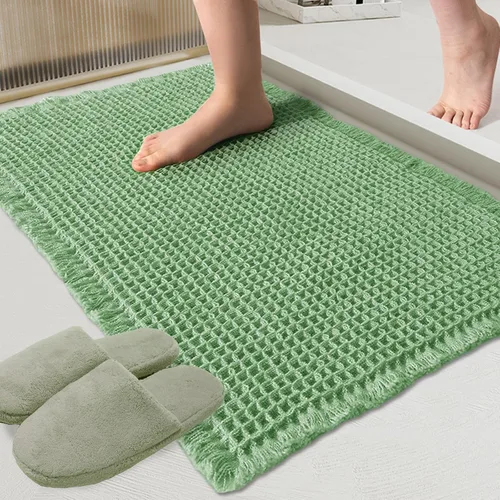 Vista 11 de ZALL - Tapete de baño de punto gofre beige, súper absorbente, antideslizante, largo, color crema, 24 x 72 pulgadas, lavable a máquina, ultra suave