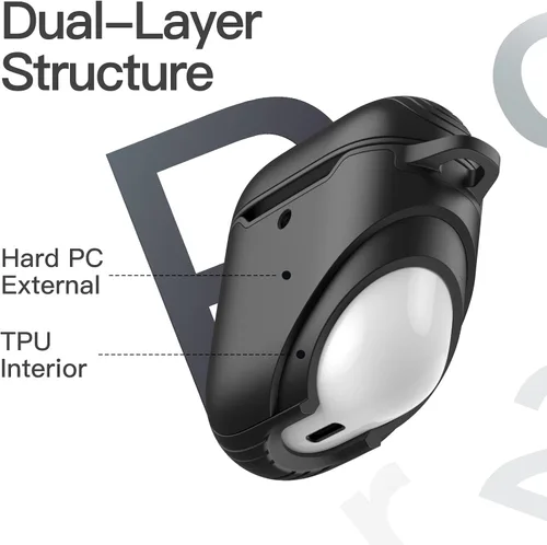 Vista 3 de JETech Funda para AirPods (1ª y 2ª generación), PC y TPU, funda protectora con llavero (negro)