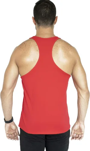 Vista 3 de Gym Rabbit Camiseta sin mangas para hombre de musculación Stringer Gym para entrenamiento con pesas, Rojo