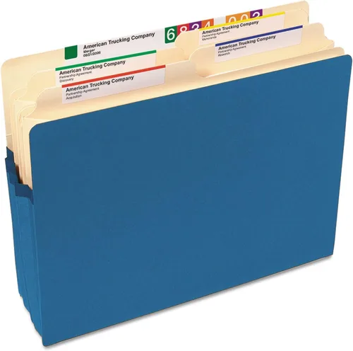 Vista 4 de Smead Bolsillo para archivo, pestaña de corte recto, expansión de 1-3/4 pulgadas, tamaño carta, azul, 25 por caja (73215)