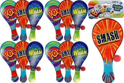 Vista 10 de JA-RU Pelota de remo de madera con cuerda (paquete de 3) juguetes retro vintage para niños, niños y niñas Juegos de juego para interiores