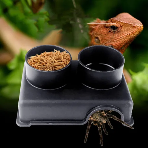 Vista 7 de Reptile Feeding Box with Split Use, PP Black for Small Pets