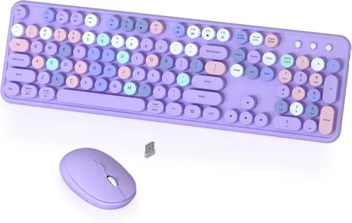 Vista 10 de Combo colorido de teclado y mouse inalámbricos (degradado azul)