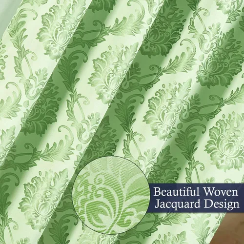 Vista 6 de Cortinas de Jacquard para Ventana de Sala de Estar y Dormitorio 54 Pulgadas de Ancho x 84 Pulgadas de Largo - Juego de 2 Paneles con Cenefa Adjunta