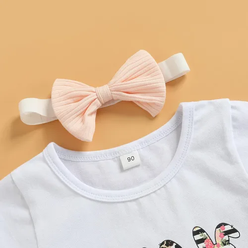 Vista 34 de Eadrioss Ropa para bebé niña pequeña, traje de campana de manga corta, camisa de flores para niños, pantalones florales acampanados, ropa de verano