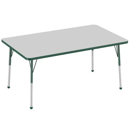 Vista 183 de FDP - Mesa rectangular para actividades escolares y de oficina (24 x 36 pulgadas), patas estándar con deslizadores giratorios, altura ajustable