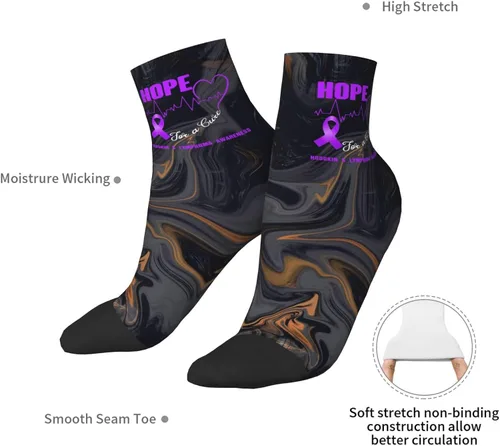 Vista 7 de Hope For A Cure Hodgkin S Lymphoma Awareness Ankle Socks Winter Low Cut Sports Warm Breathable Comfort Casual Socks For Mens And Womens