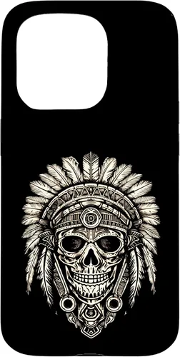 Vista 14 de iPhone 16 Skull, sombrero jefe nativo, capó de guerra, indios, caso del tocado