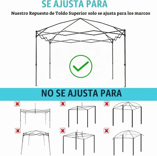 Vista 3 de Cubierta Superior de Repuesto para Toldo 8x8, Cubierta de Repuesto para Carpa Emergente 8x8 (Solo Cubierta Superior) Gris