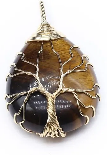 Vista 4 de 4 colgantes de piedra natural con forma de gota de agua al azar, cristal curativo, ágata de árbol de la vida, dijes para hacer joyas, collares