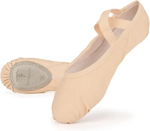 Vista 4 de Zapatos de ballet para mujeres y niñas, zapatos de ballet para mujer, zapatos de baile de lona, zapatos tipo ballet zapatos de yoga.