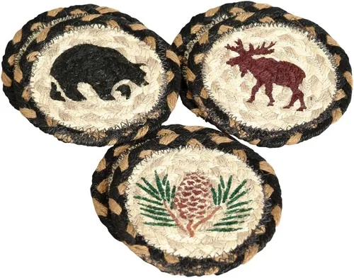 Vista 2 de BLACK FOREST DECOR Juego de 6 posavasos rústicos de yute de 5 pulgadas de diámetro.