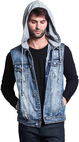Vista 5 de Victorious Rocker Denim Jean Chaleco Chaqueta