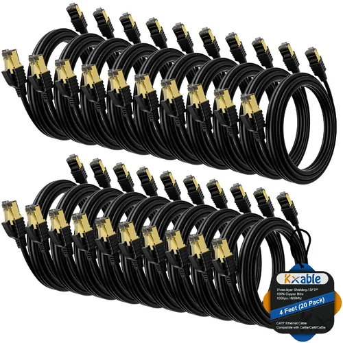 Vista 22 de Kxable Cable Ethernet Cat 7 de 1 pie, cable de Internet de alta velocidad Cat7, cable de red LAN RJ45 CAT7, triple blindaje SFTP de 10 Gbps 600 Mhz