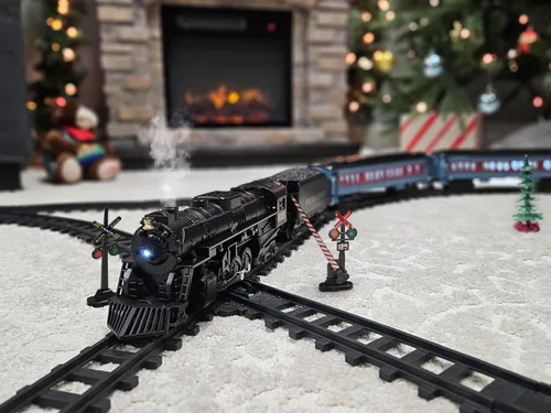 Vista 5 de Lionel El Expreso Polar Juego de Tren Batería Escala O con Control Remoto, Locomotora, Vagones de Tren y Pista con Sonidos Auténticos de Tren, Luces