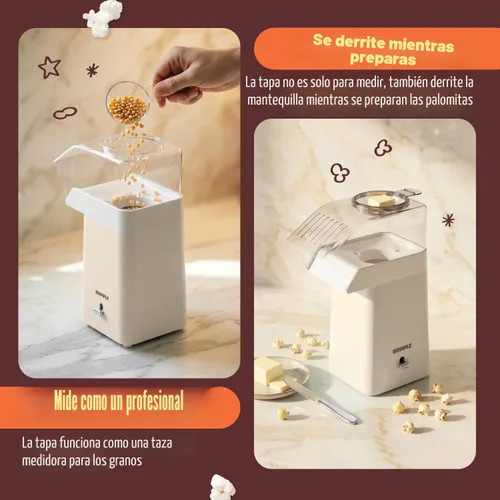Vista 4 de Máquina de palomitas de maíz de aire caliente – Máquina eléctrica de palomitas de maíz de 14 tazas, sin aceite, 1200 W – Incluye taza medidora