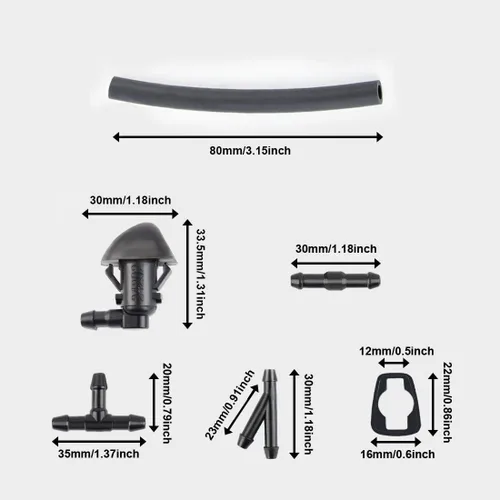 Vista 7 de Kit de boquillas para limpiaparabrisas compatible con Honda Pilot 2009 2010 2011 2014 2015, con conector de chorro de lavado y manguera de líquido