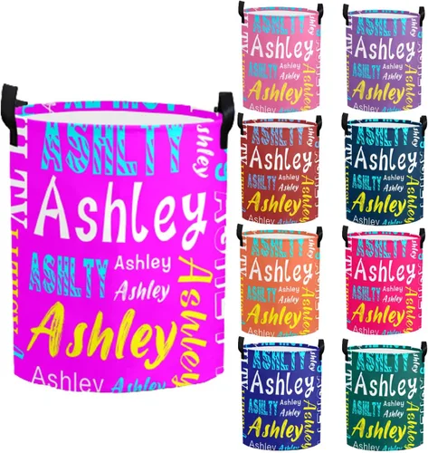 Vista 12 de Cesta de lavandería personalizada con nombre, cesta de lavandería plegable con asa para baño, sala de estar, dormitorio