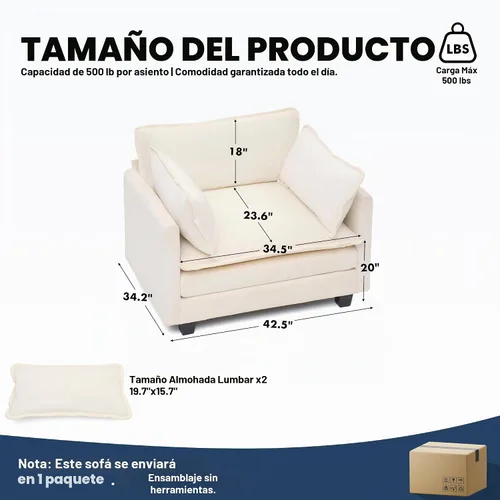 Vista 2 de Sofá seccional, cómodo sofá modular de nube, sofá modular de asiento profundo, sofá moderno en la nube, sofás modulares para sala de estar Beige