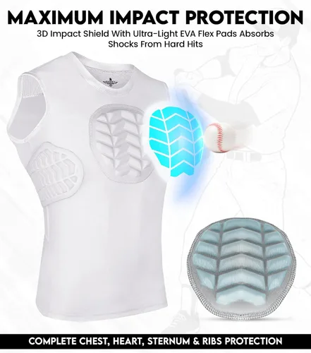 Vista 2 de Exxact Sports Protector de pecho de béisbol juvenil, protector de pecho acolchado para el esternón, protector de pecho de sóftbol y costillas