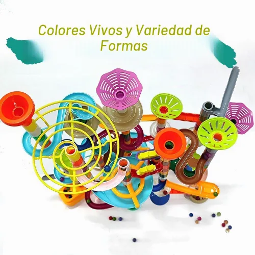 Vista 4 de Carrera de Mármol - Juego de Construcción de Laberinto de 200 Piezas, Juego de Construcción de Pista de Carrera con 30 Piezas de Mármol de Plástico