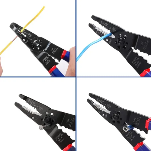 Vista 7 de WORKPRO Juego de pelacables, pelacables multiherramienta de 8 pulgadas y juego de pelacables autoajustable de 8 pulgadas para pelar, cortar