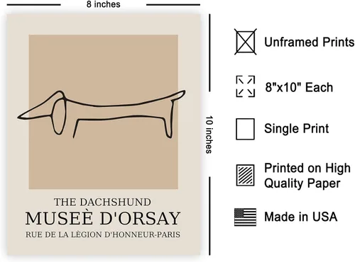 Vista 2 de Poster Master Póster Vintage – Impresión Retro de Dachshund – Arte de Perro – Dibujo Lineal – Arte de Boceto – Regalo para Niños, Niñas y Amantes