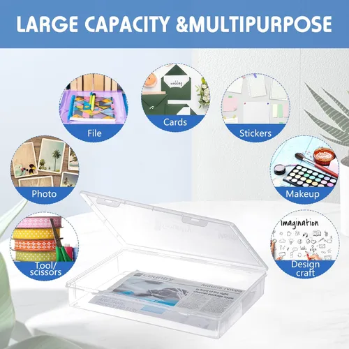 Vista 4 de Wesiti 4 cajas de almacenamiento de papel A4 para álbumes de recortes, organizadores de manualidades, para cartas, papel de cartas, fotos, fotos