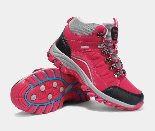 Vista 2 de Eribby Botas de senderismo para mujer, impermeables, antideslizantes, para escalada, senderismo, al aire libre